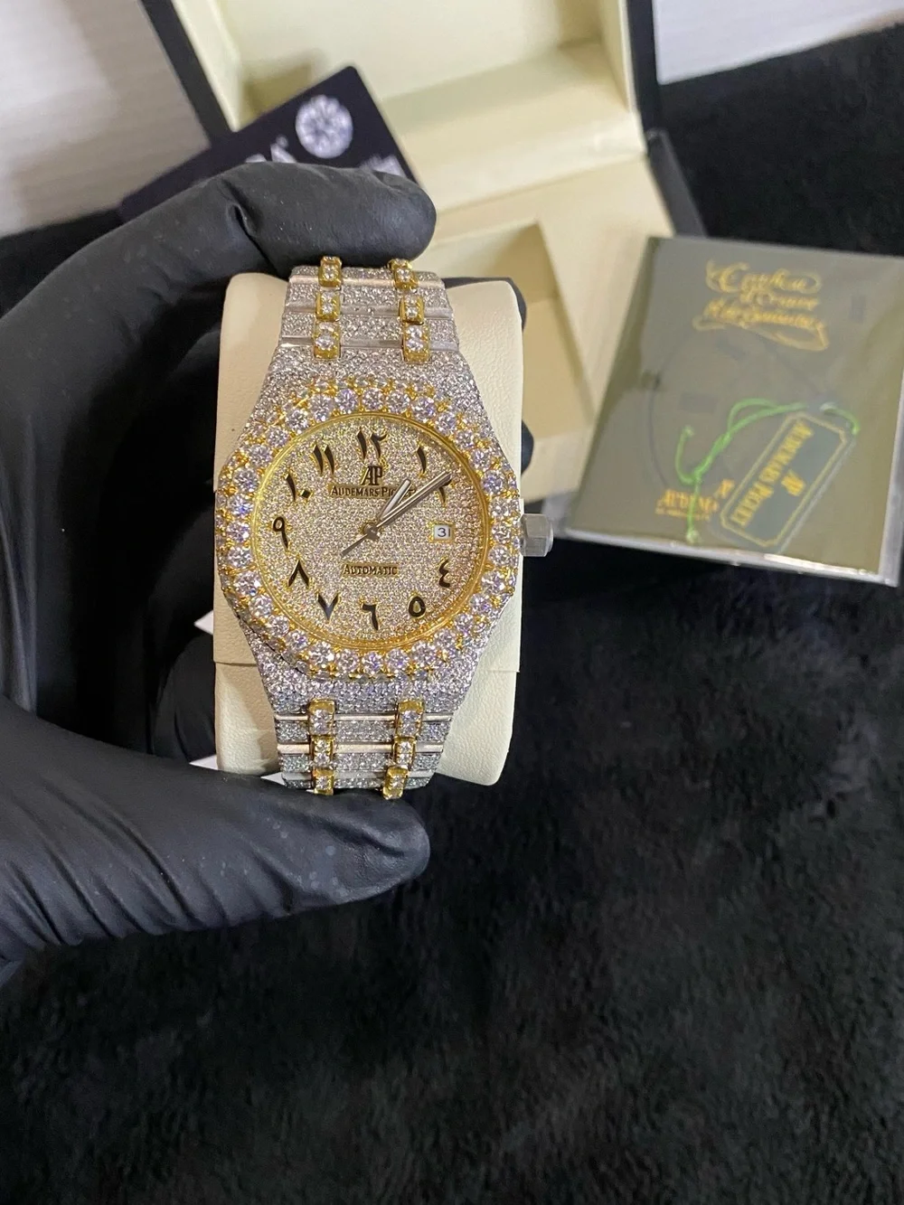 Audemars Piguet Men’s Gold and Silver moissanite Diamond Pavé Bracelet automatic